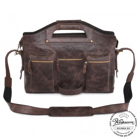  Универсальный кожаный портфель "Диего" (темно-коричневый антик) 